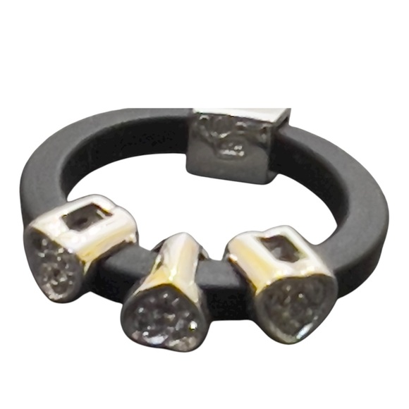 Estate Sterling Silver Sliding Heart Charm Ring Black Uncleaned & Unresearched - Picture 5 of 16